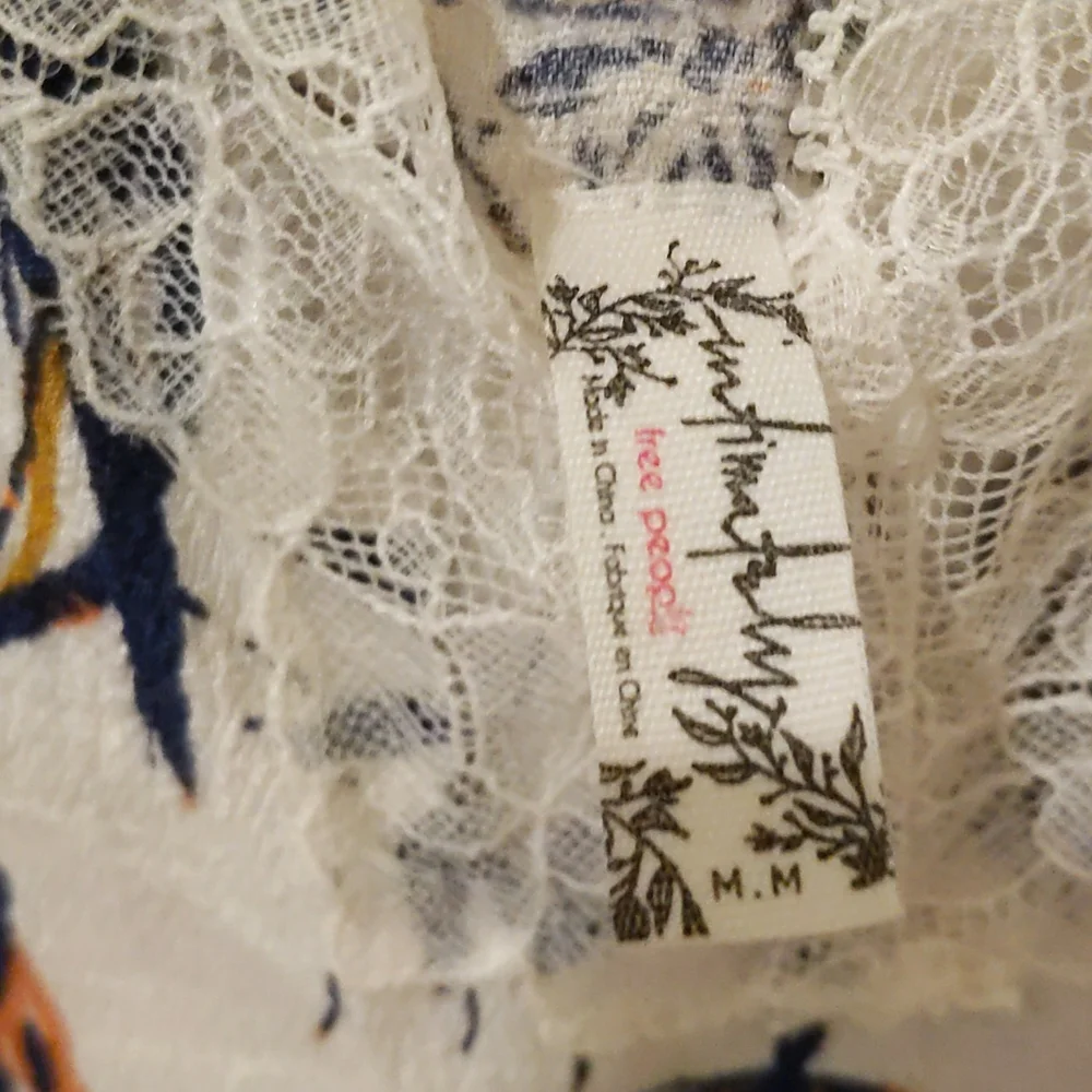 Free People White Floral Lace-Trim Camisole